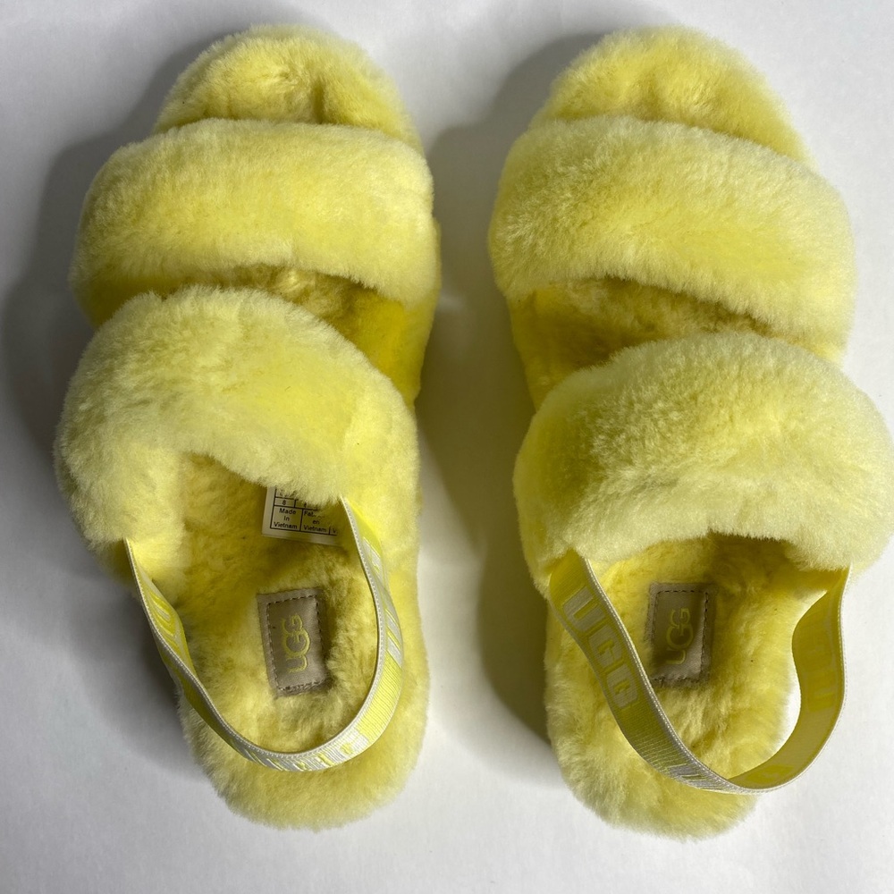 UGG Bright Yellow Fluffy Slippers